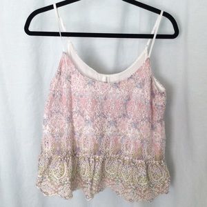 FEATHER BONE ANTHRO Pink eyelet spaghetti strap